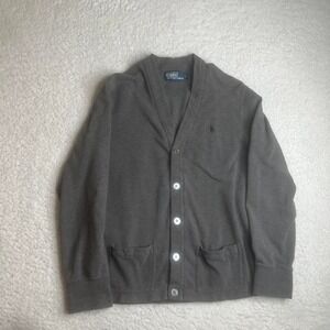 Vintage Polo Ralph Lauren men's grey cardigan sweater preppy grandpa L
